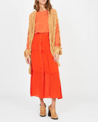 Jupe longue en soie viscose - Rouge