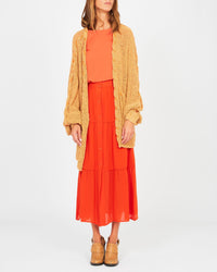 Jupe longue en soie viscose - Rouge