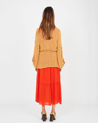 Jupe longue en soie viscose - Rouge