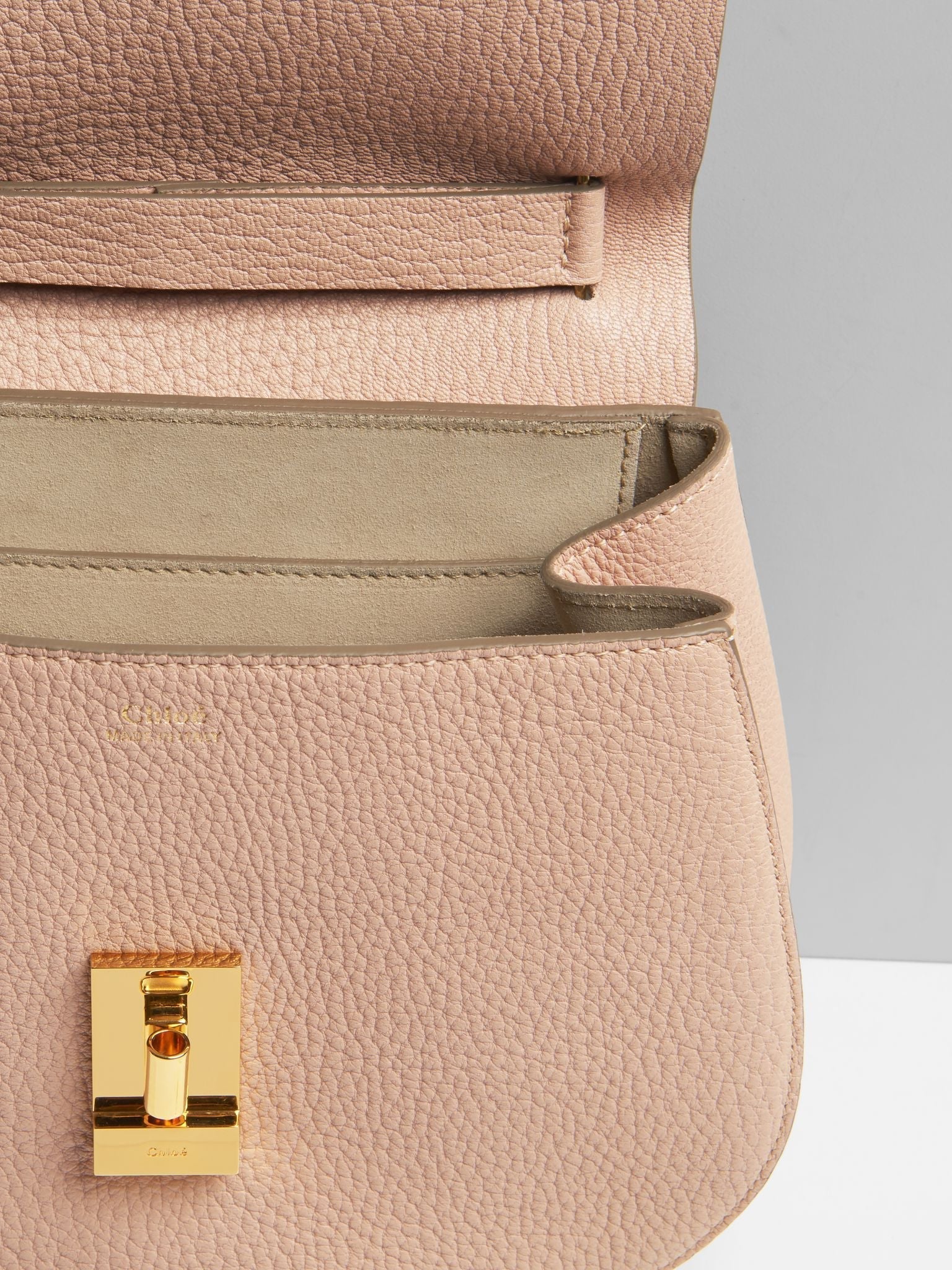 Sac porté épaule Drew en cuir - Cement Pink