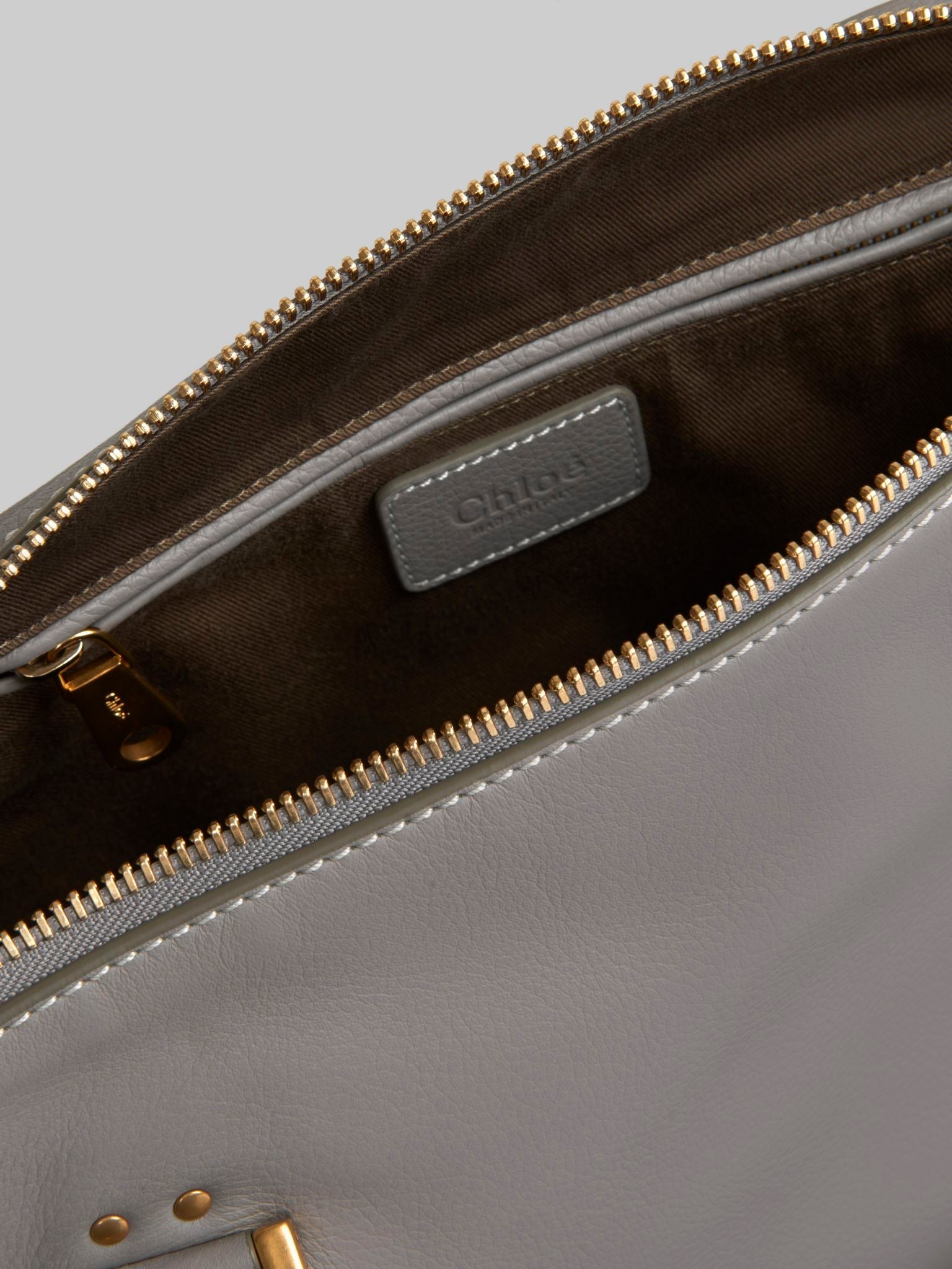 Sac à main Marcie style années 70 grand en cuir - Cachemire Gris