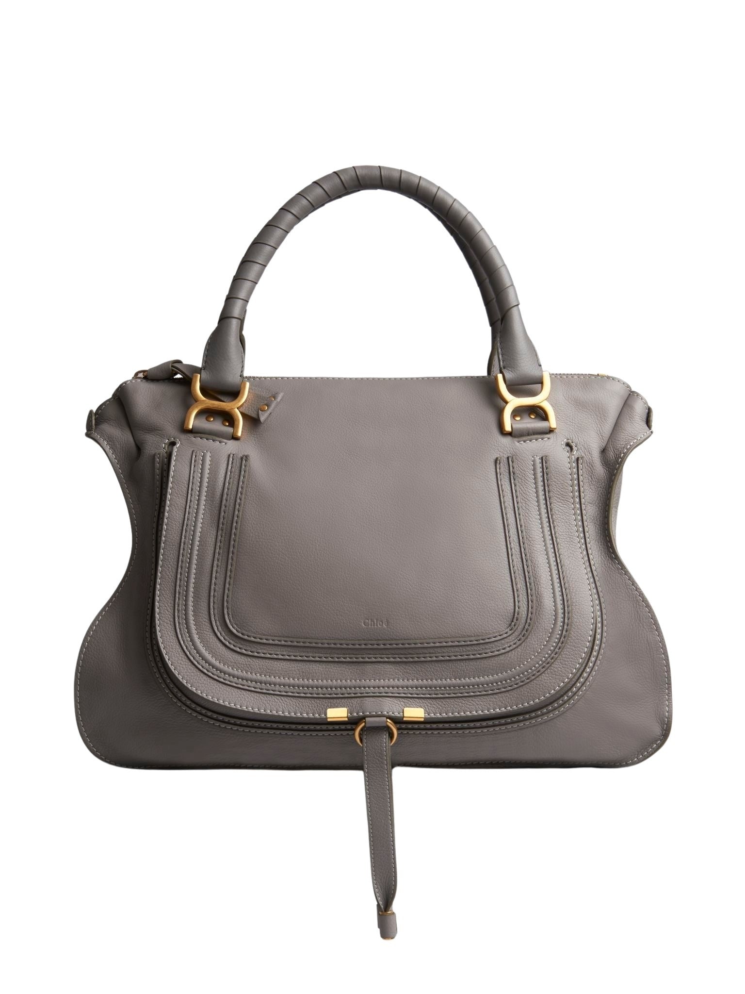 Sac à main Marcie style années 70 grand en cuir - Cachemire Gris