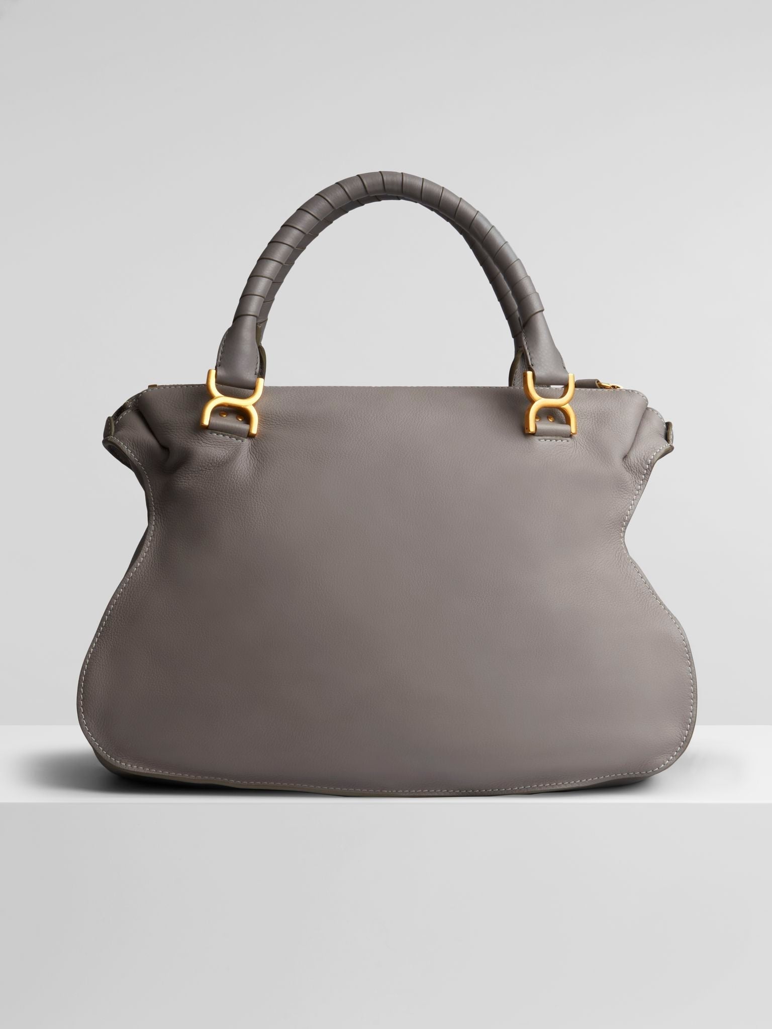 Sac à main Marcie style années 70 grand en cuir - Cachemire Gris