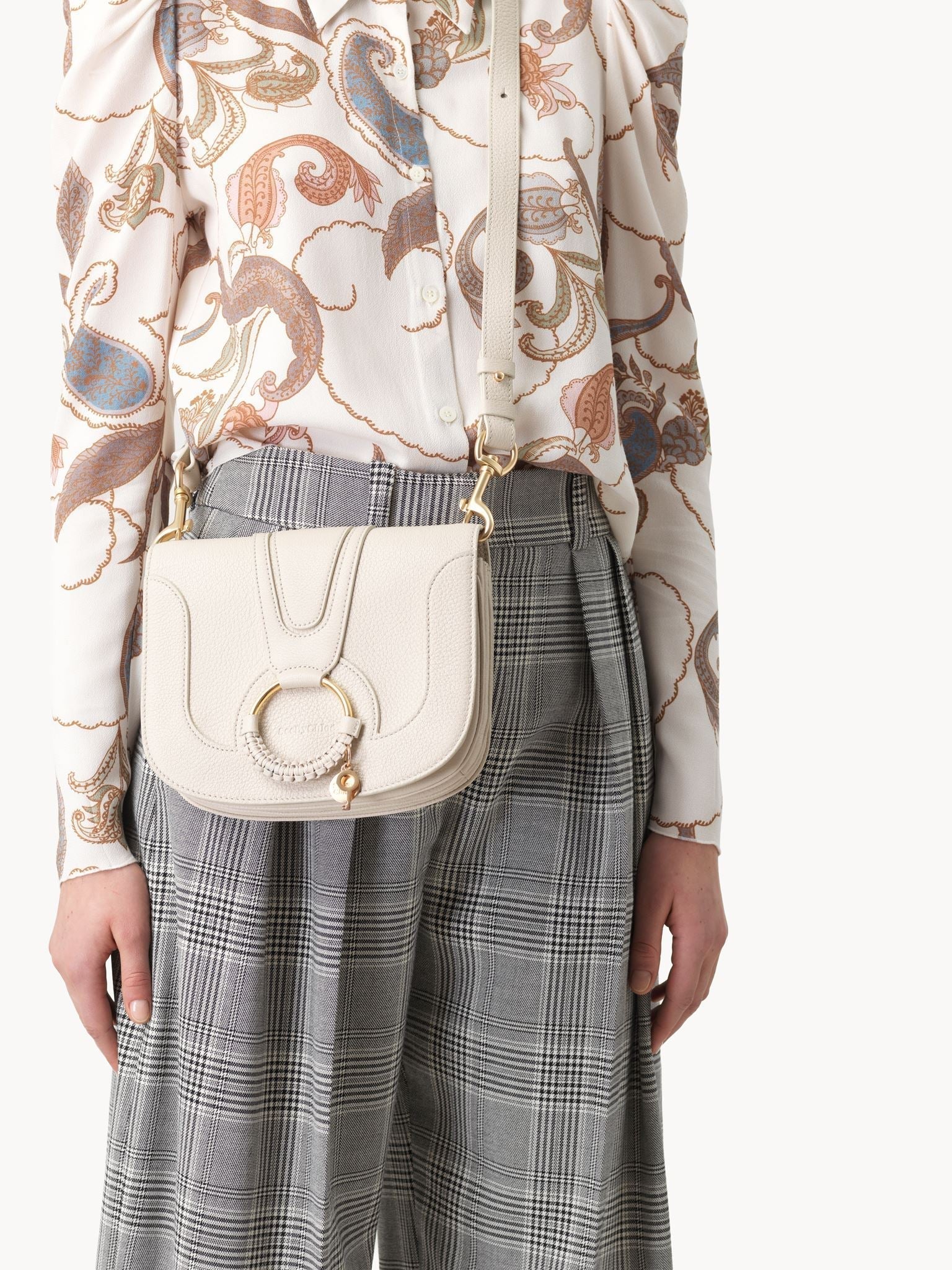 Sac porté épaule Hana en cuir - Cement Beige