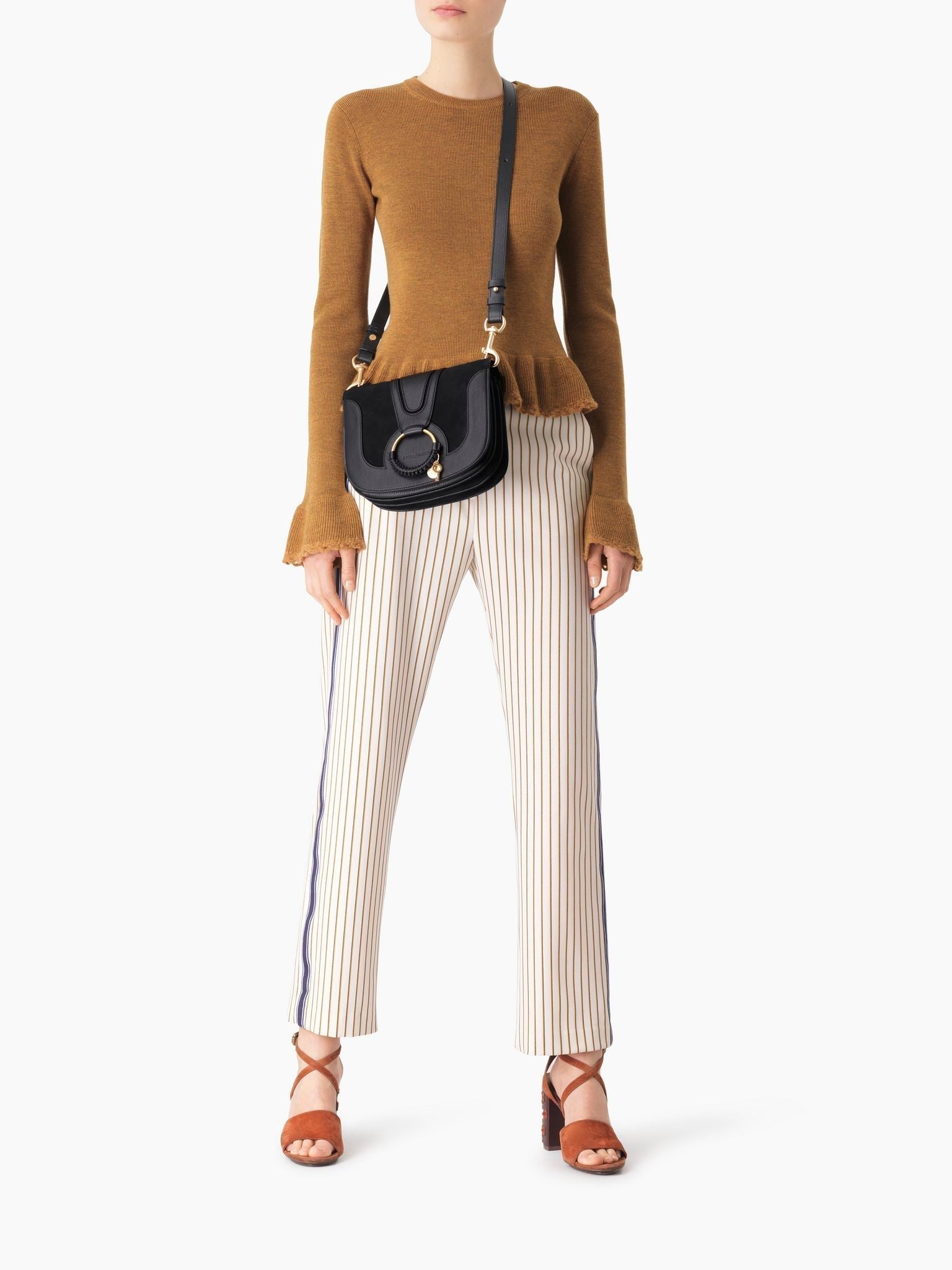 Sac porté épaule Hana en cuir - Black & Velours
