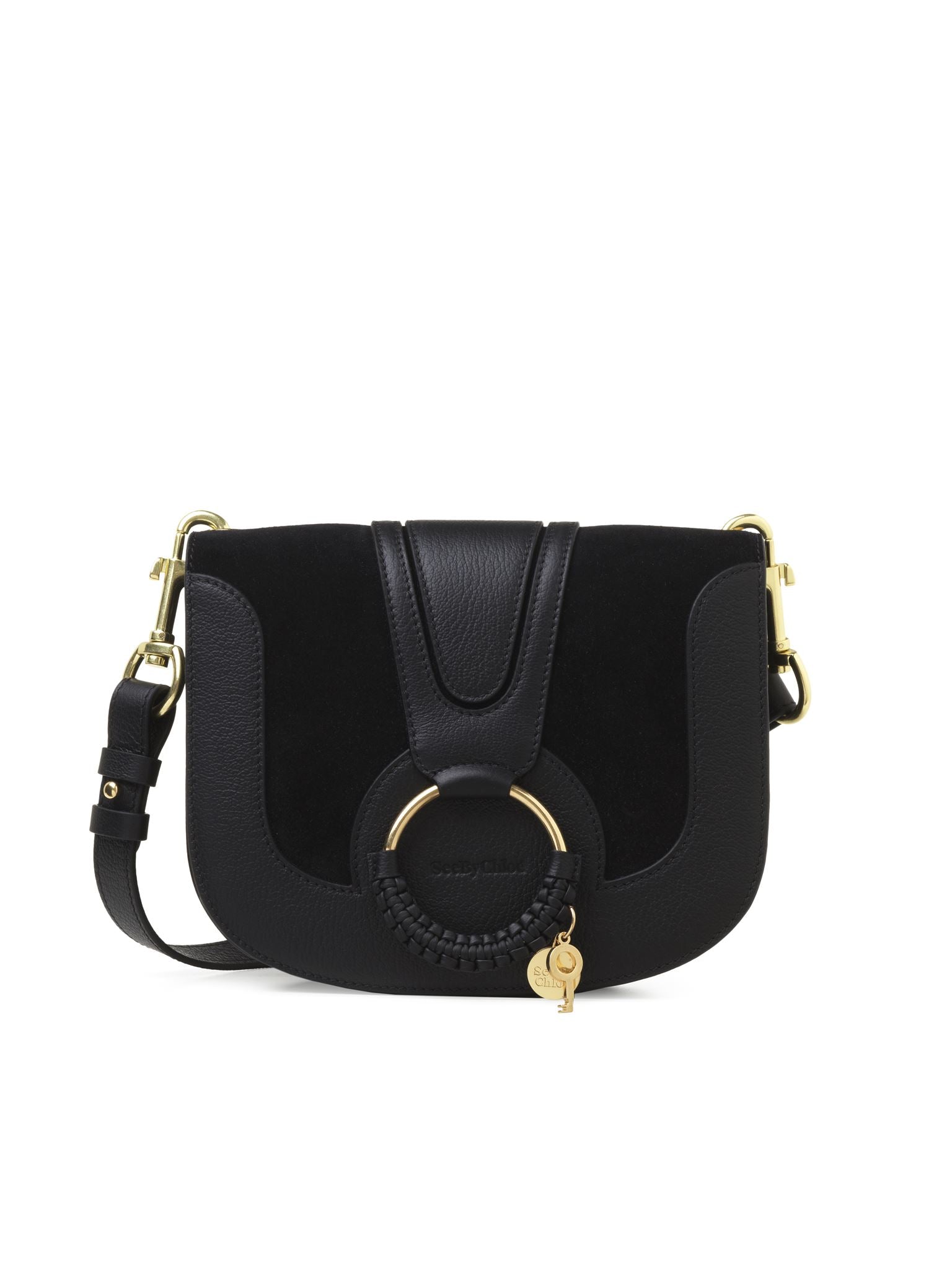 Sac porté épaule Hana en cuir - Black & Velours