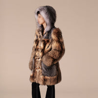 Duffle-coat oversize en fourrure - Camel