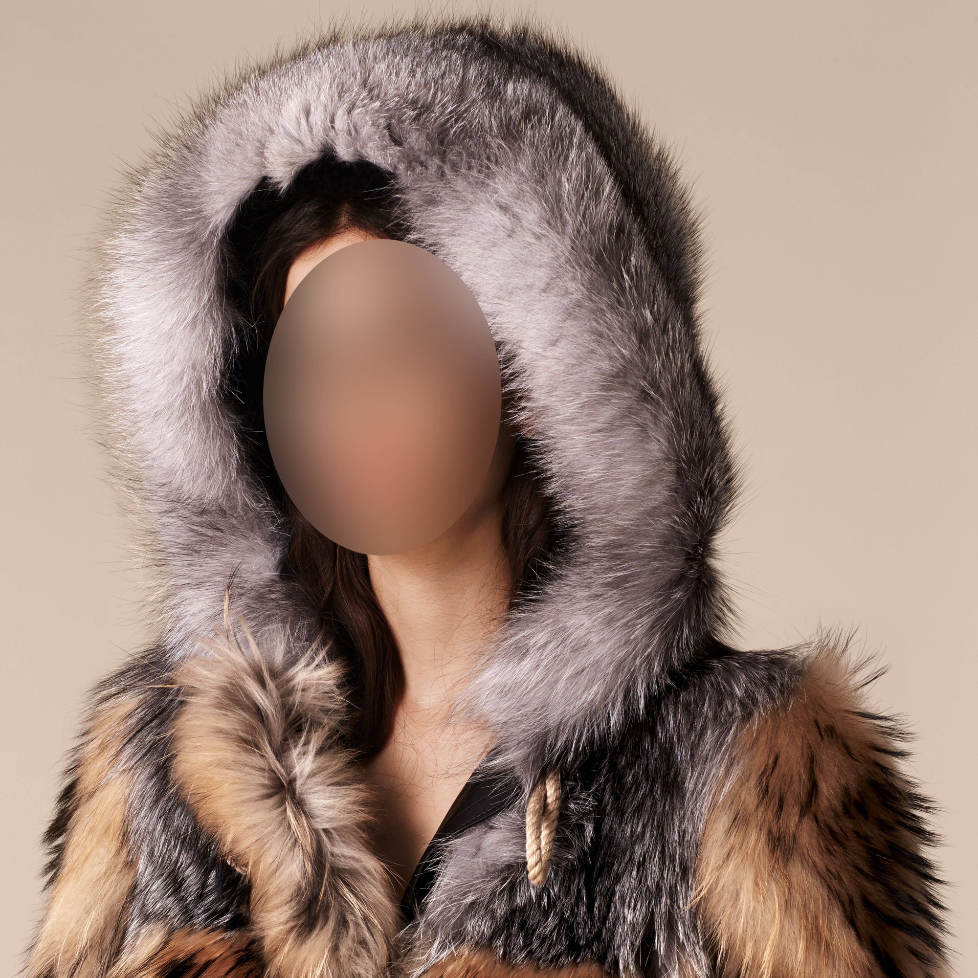 Duffle-coat oversize en fourrure - Camel