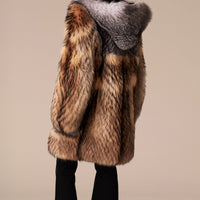 Duffle-coat oversize en fourrure - Camel