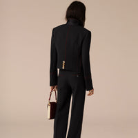 Veste militaire en sergé de soie et de laine - Black