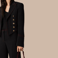 Veste militaire en sergé de soie et de laine - Black