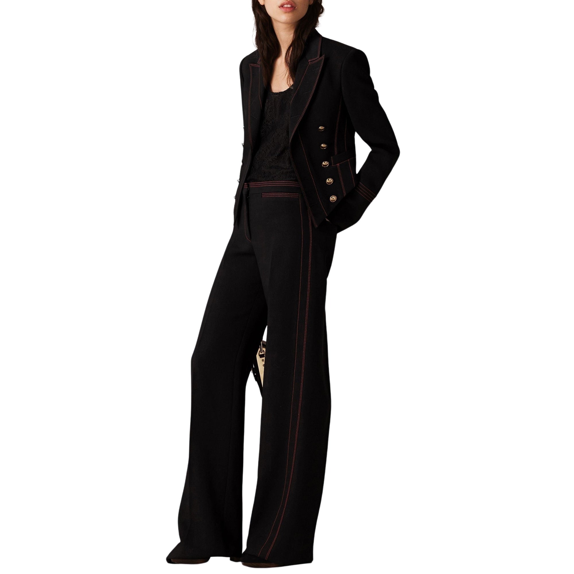 Veste militaire en sergé de soie et de laine - Black