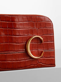 Sac pochette Chloé C en cuir - Chestnut Brown