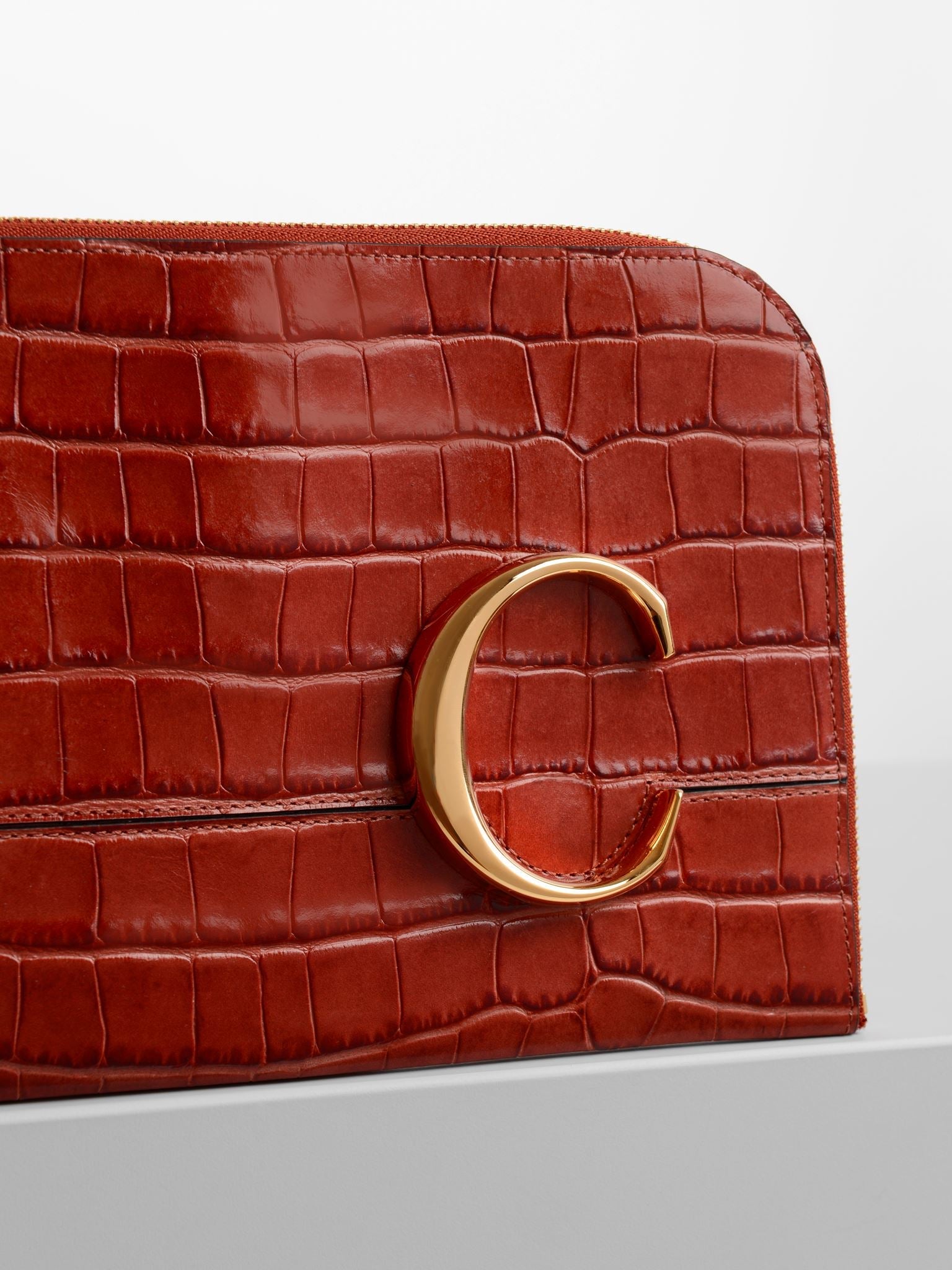 Sac pochette Chloé C en cuir - Chestnut Brown