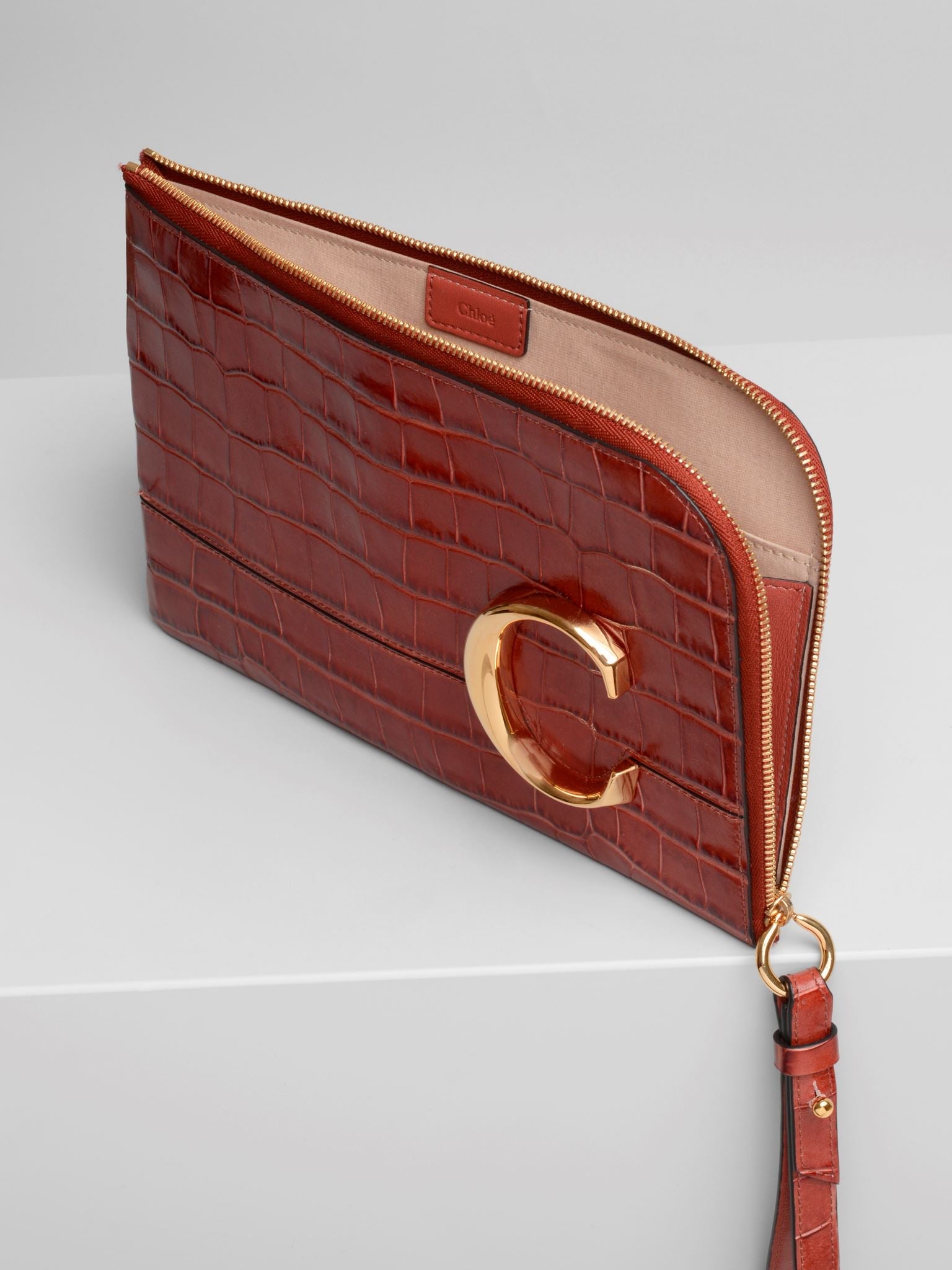 Sac pochette Chloé C en cuir - Chestnut Brown