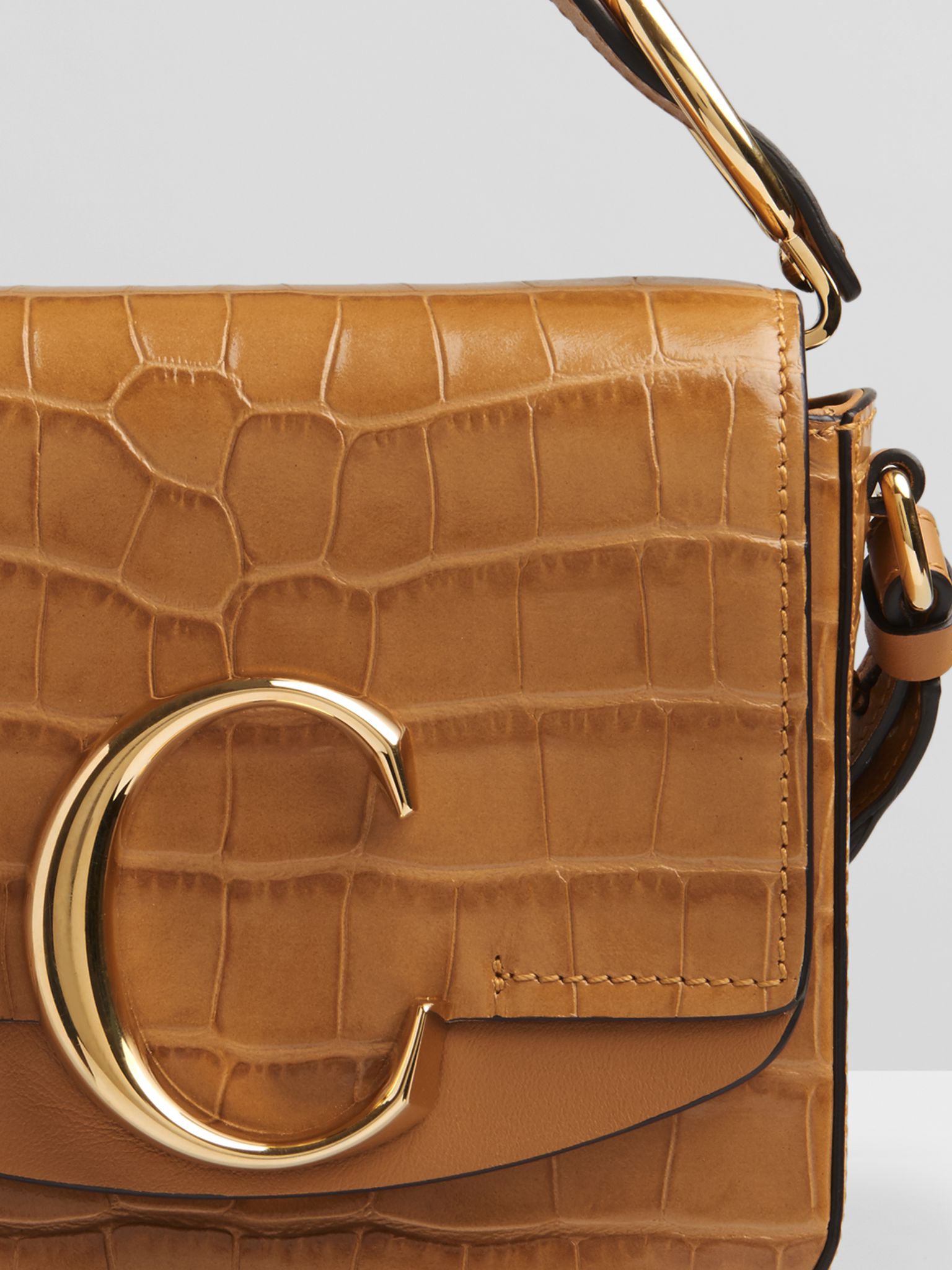 Mini sac Chloé C en cuir - Autumnal Brown