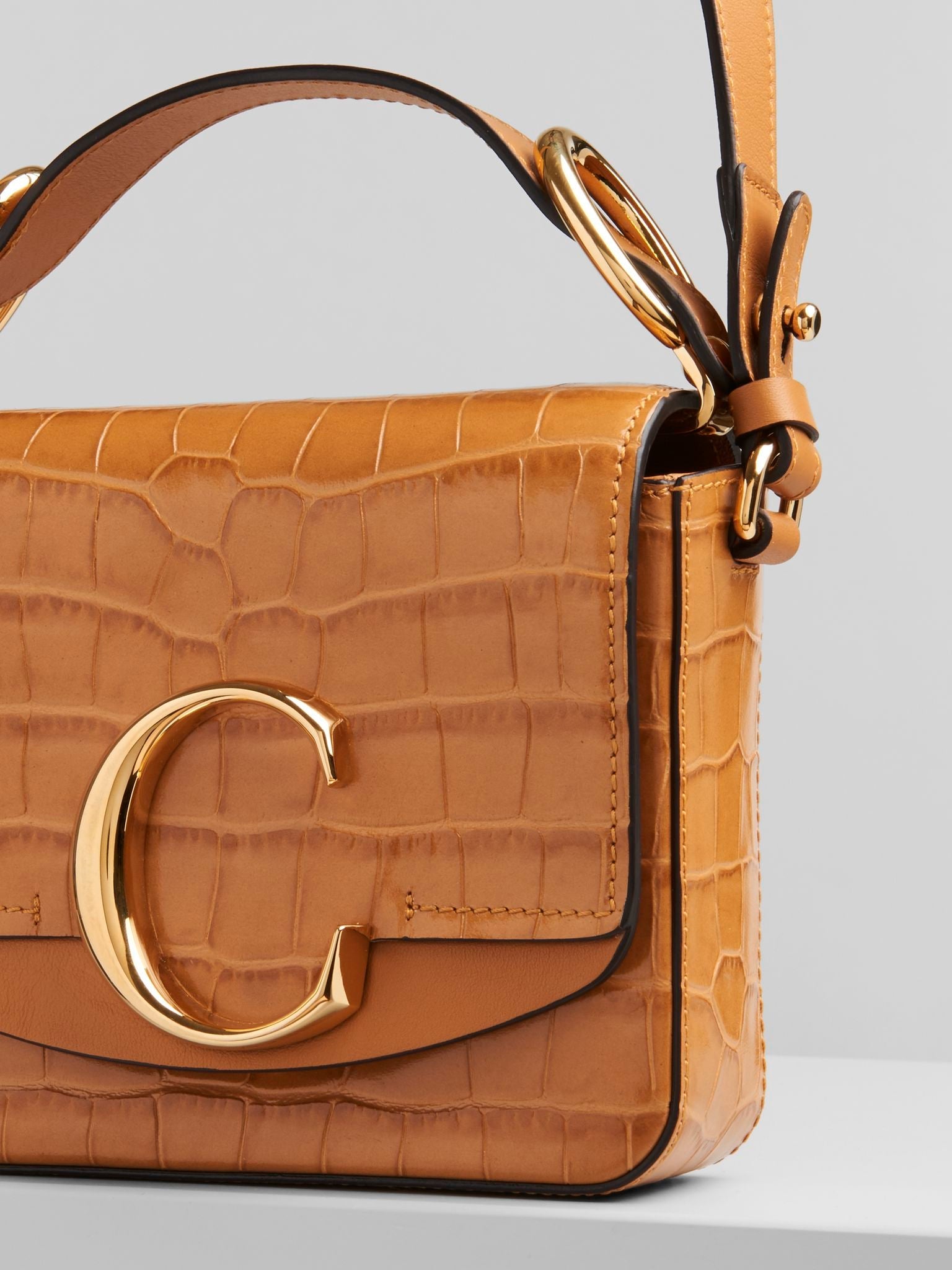 Mini sac Chloé C en cuir - Autumnal Brown