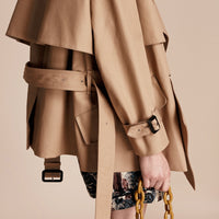 Trench-coat court déconstruit en gabardine de coton - Honey