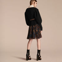 Pull en laine et cachemire à manches bouffantes - Black