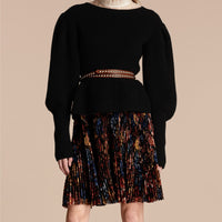 Pull en laine et cachemire à manches bouffantes - Black