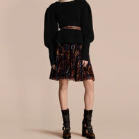 Pull en laine et cachemire à manches bouffantes - Black
