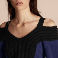 Pull en laine et cachemire à épaules dénudées - Navy & Black