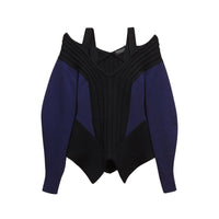 Pull en laine et cachemire à épaules dénudées - Navy & Black