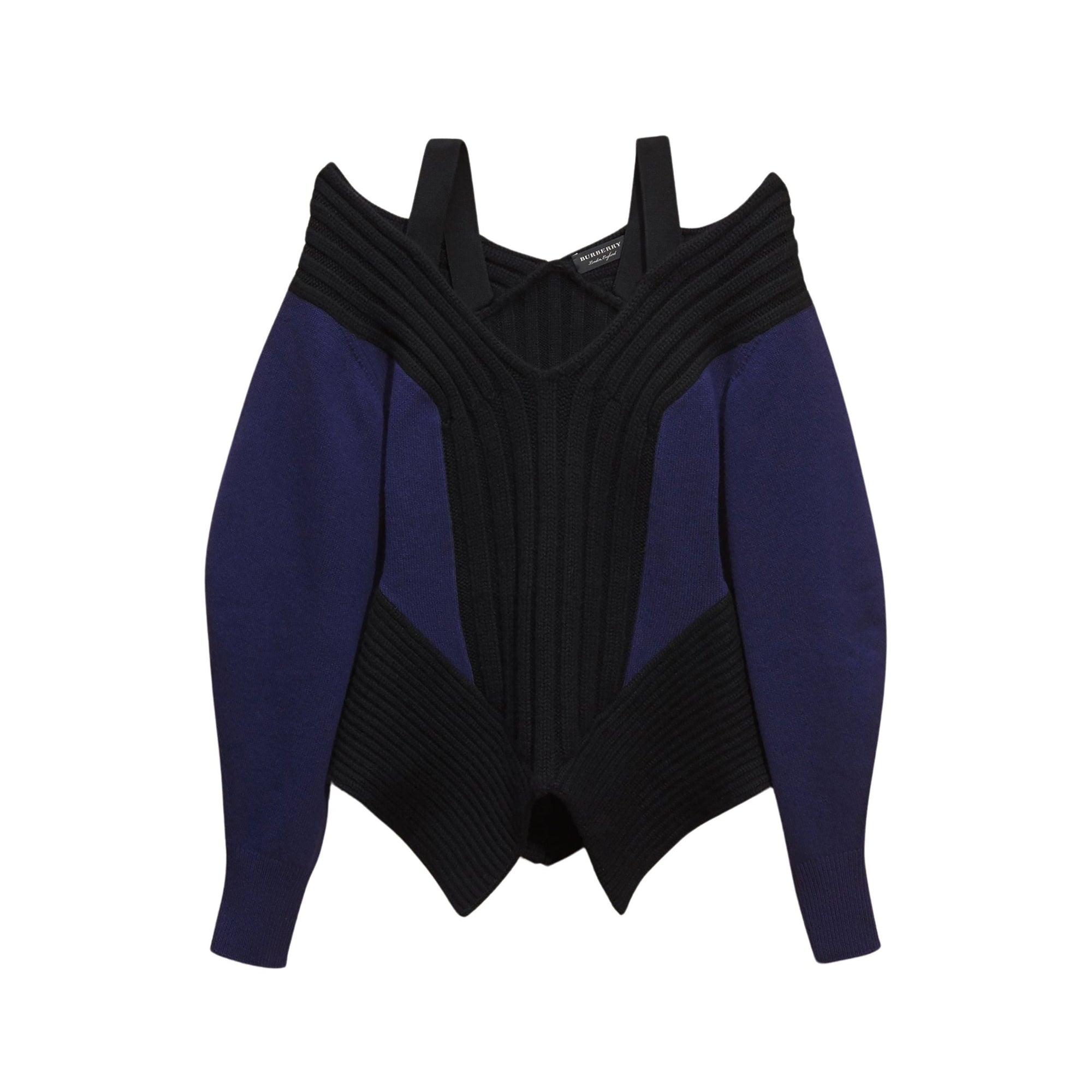 Pull en laine et cachemire à épaules dénudées - Navy & Black