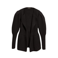 Cardigan en laine et cachemire à manches bouffantes - Black