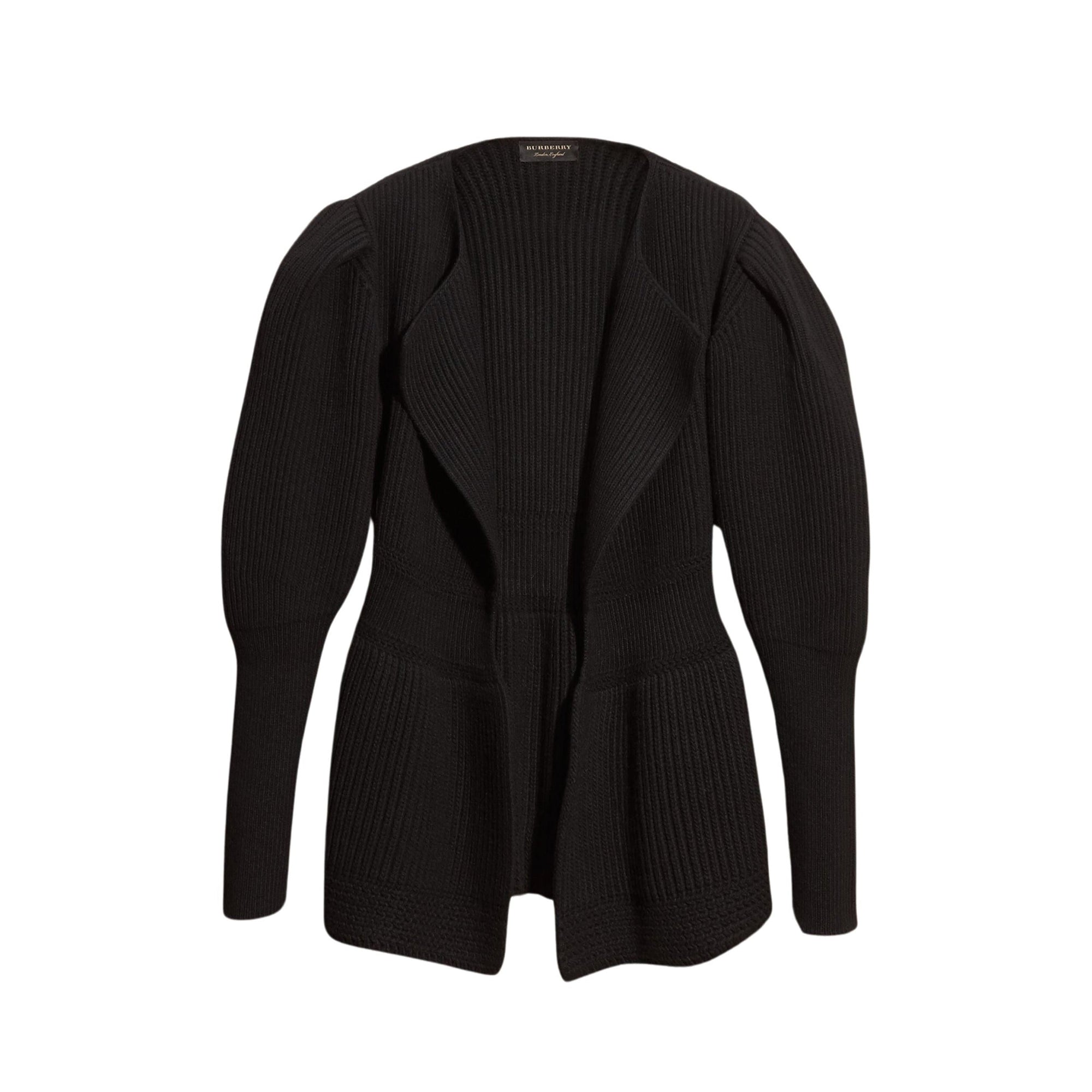 Cardigan en laine et cachemire à manches bouffantes - Black