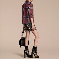 Chemise de style pyjama en coton à motif Check - Magenta Pink