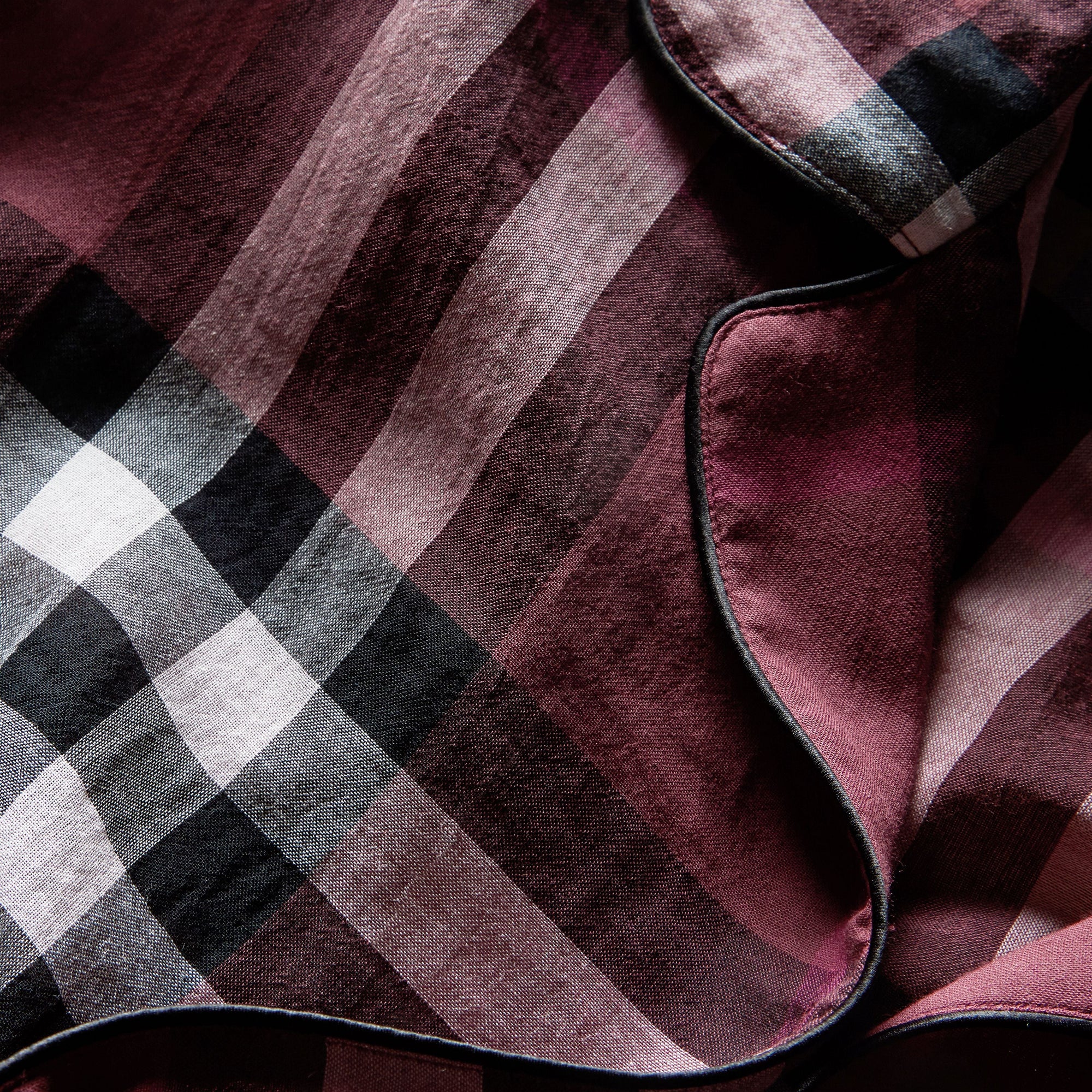 Chemise de style pyjama en coton à motif Check - Magenta Pink