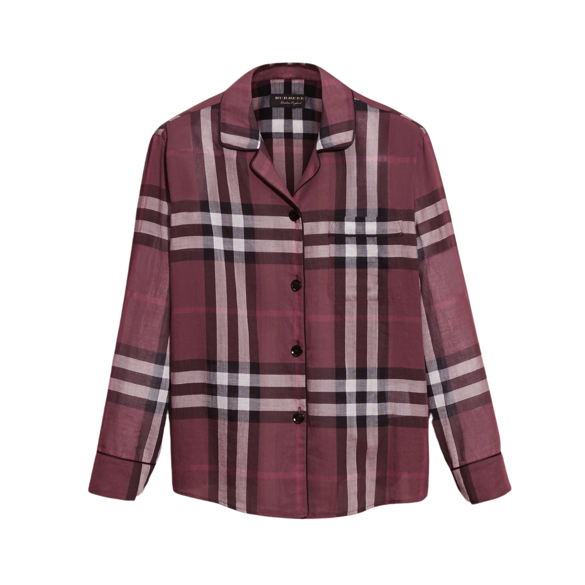 Chemise de style pyjama en coton à motif Check - Magenta Pink