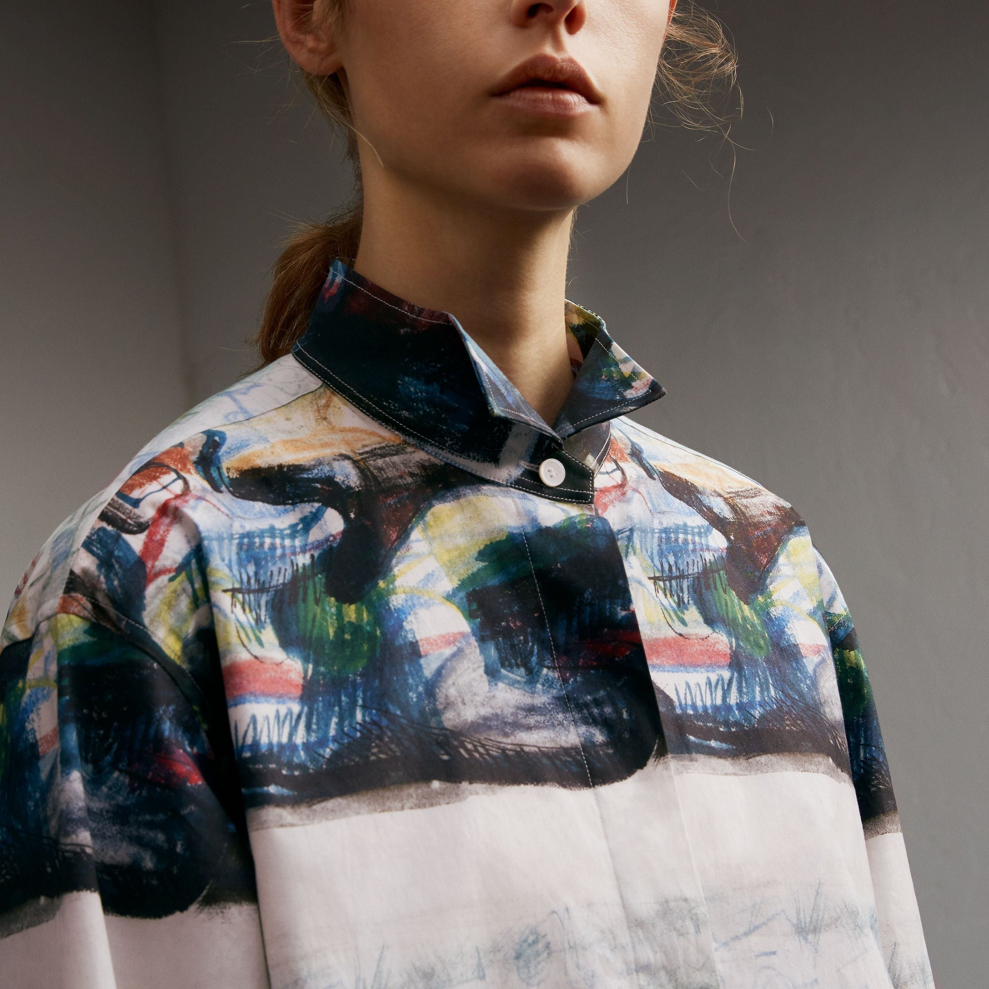 Robe chemise à imprimé Reclining Figure - Steel Blue