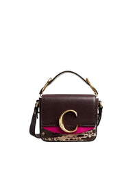 Mini sac Chloé C en cuir - Black Raisin