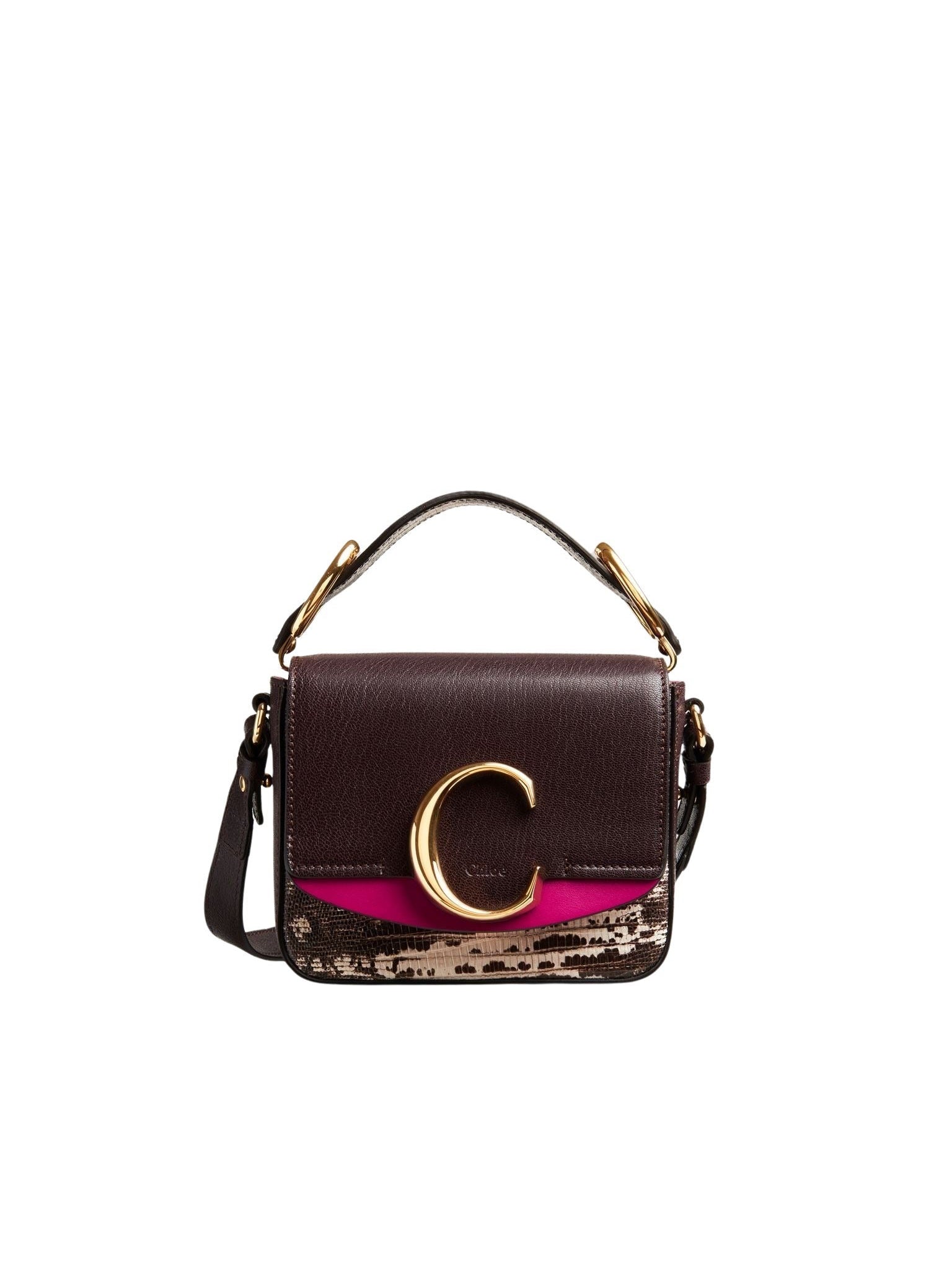 Mini sac Chloé C en cuir - Black Raisin