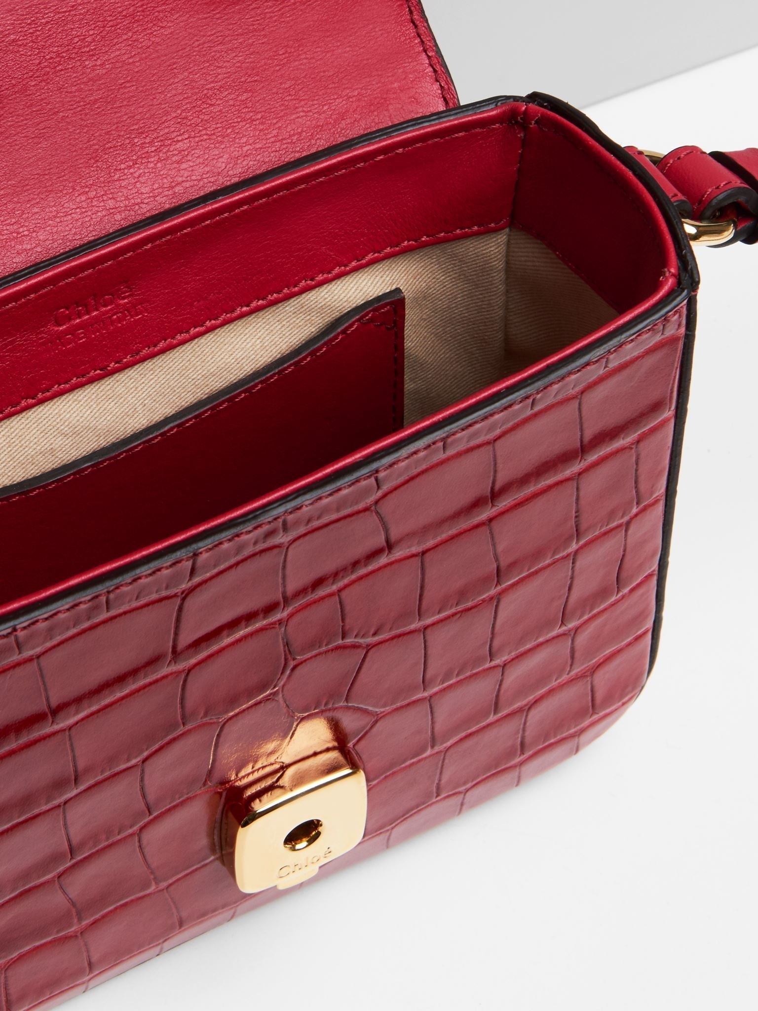 Mini sac Chloé «C» en cuir - Dusky Red