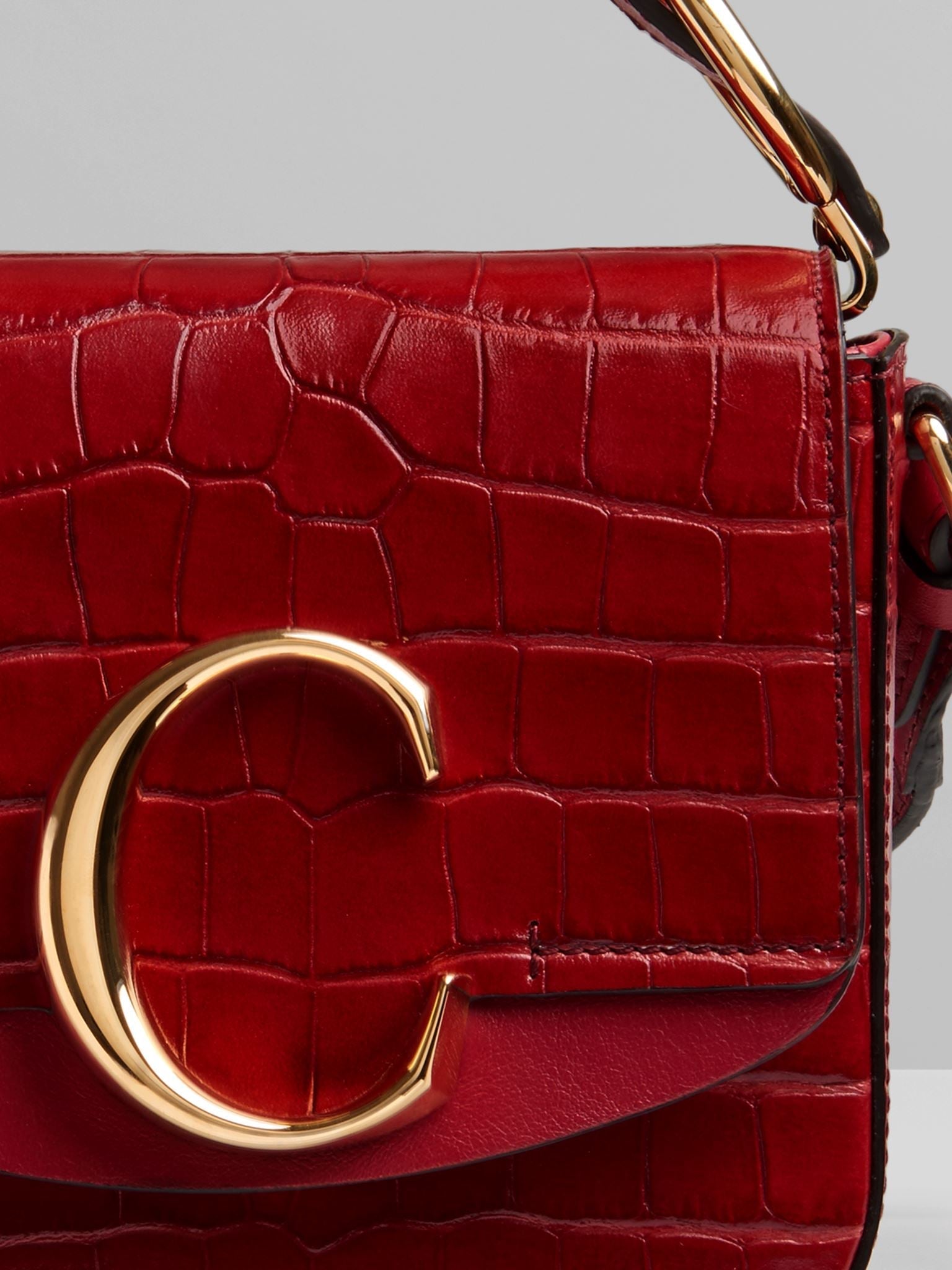 Mini sac Chloé «C» en cuir - Dusky Red