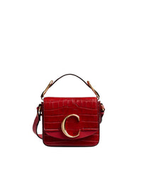 Mini sac Chloé «C» en cuir - Dusky Red