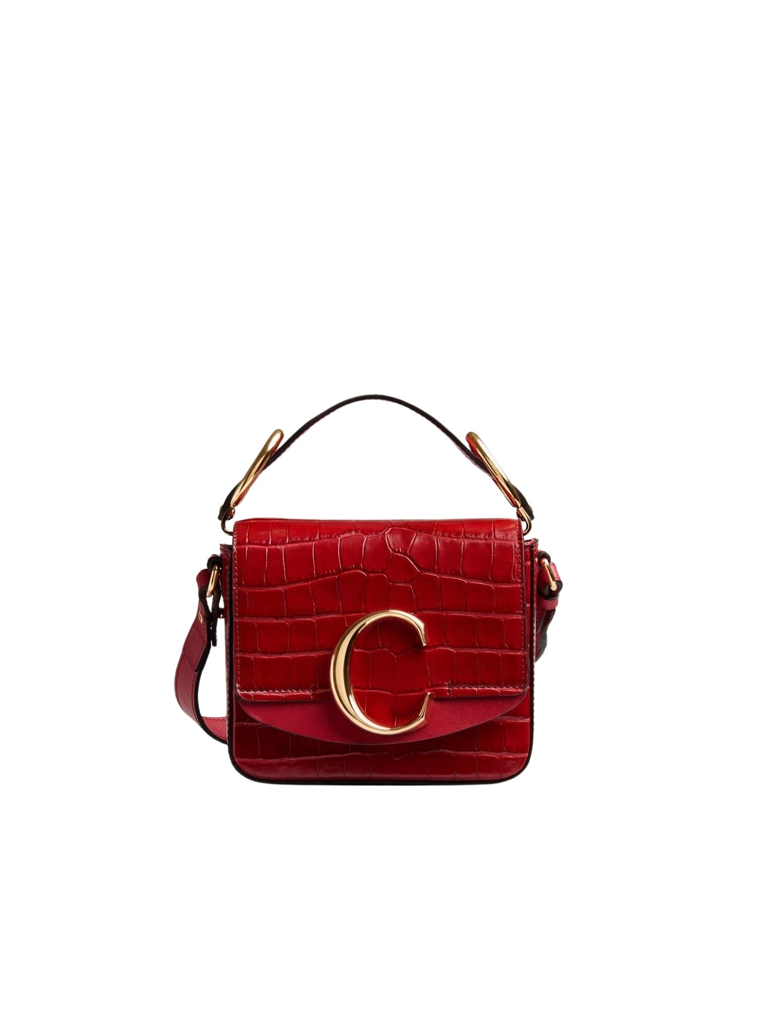 Mini sac Chloé «C» en cuir - Dusky Red
