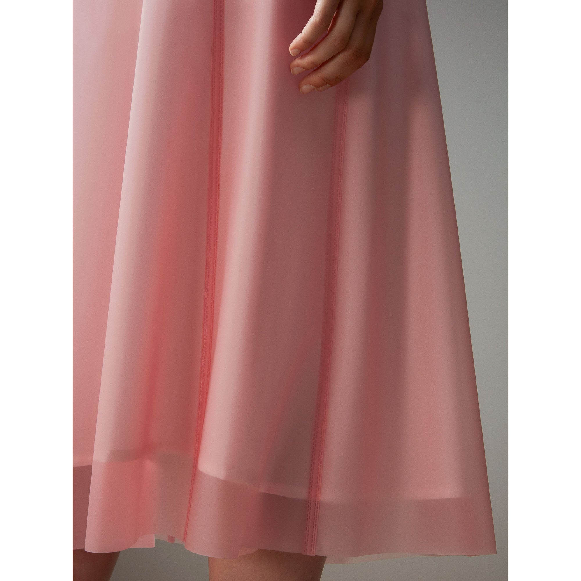 Jupe trapèze en plastique doublée de soie - Rose Pink