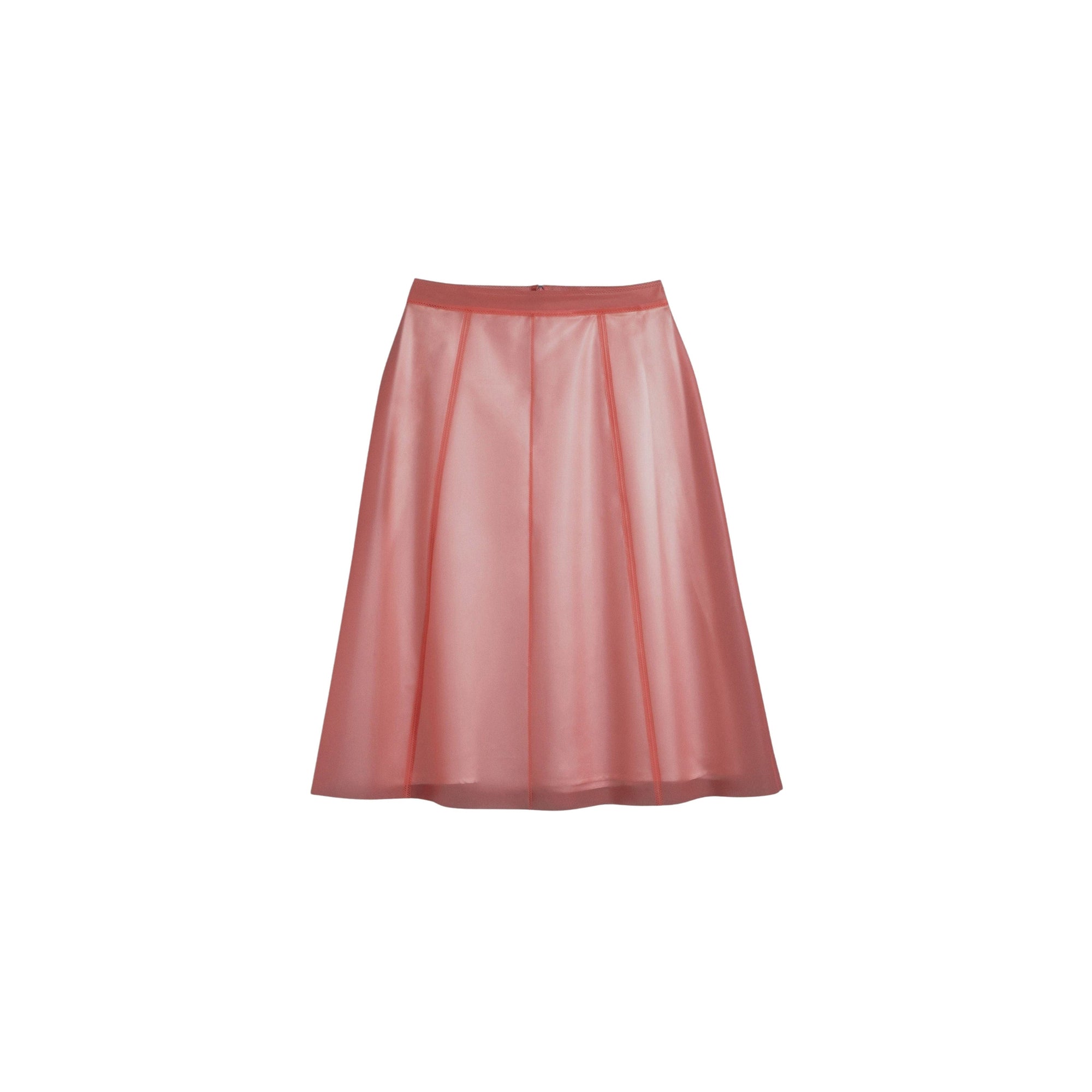 Jupe trapèze en plastique doublée de soie - Rose Pink