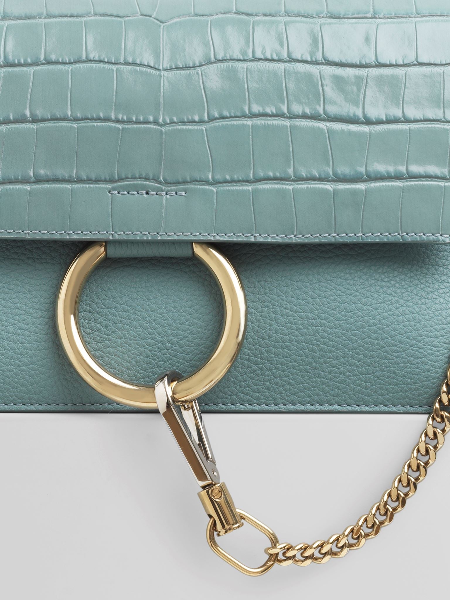 Petit sac porté épaule Faye en cuir - Faded Blue