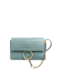 Petit sac porté épaule Faye en cuir - Faded Blue
