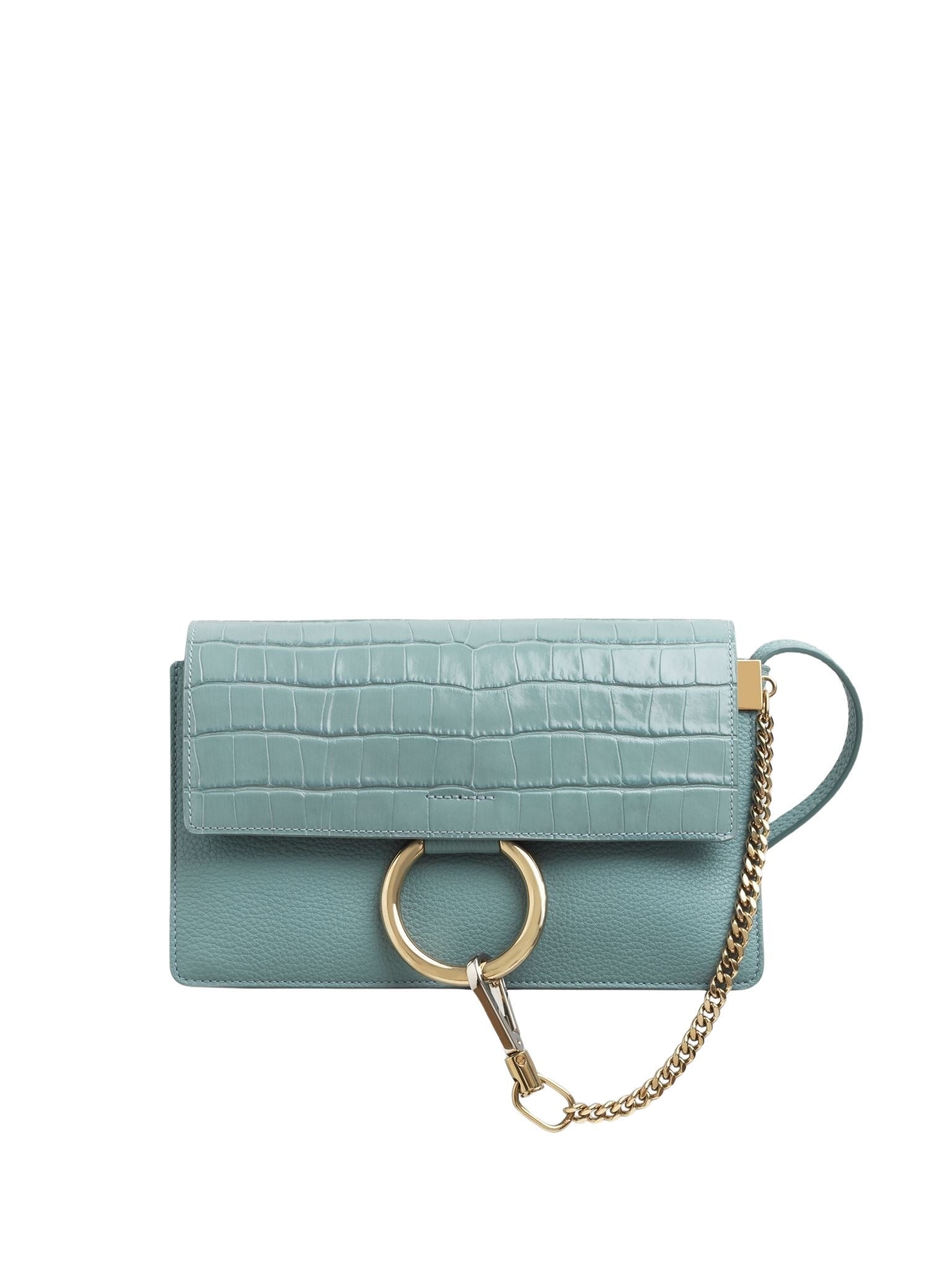 Petit sac porté épaule Faye en cuir - Faded Blue