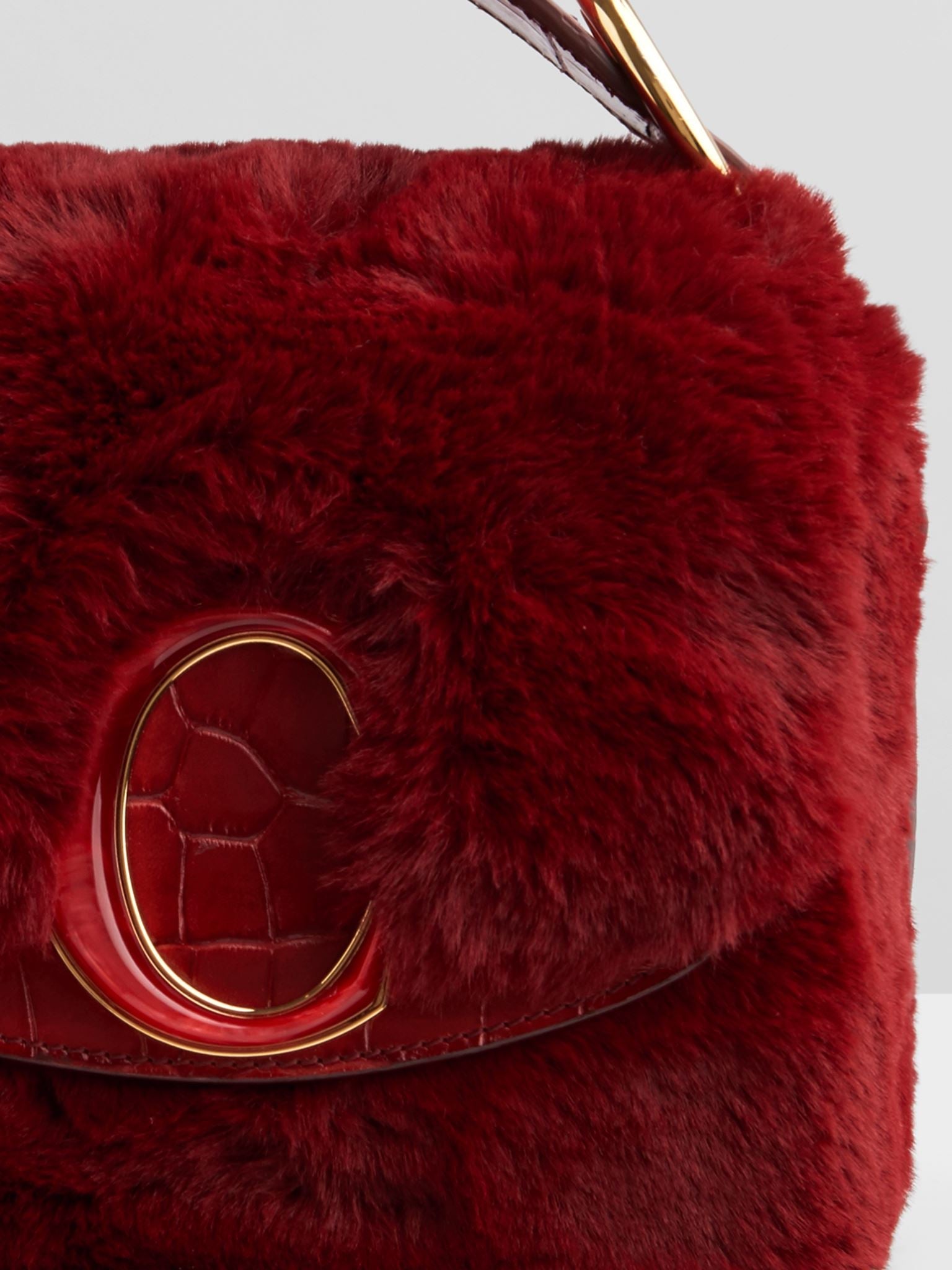 Mini sac Chloé C en cuir - Smoked Red