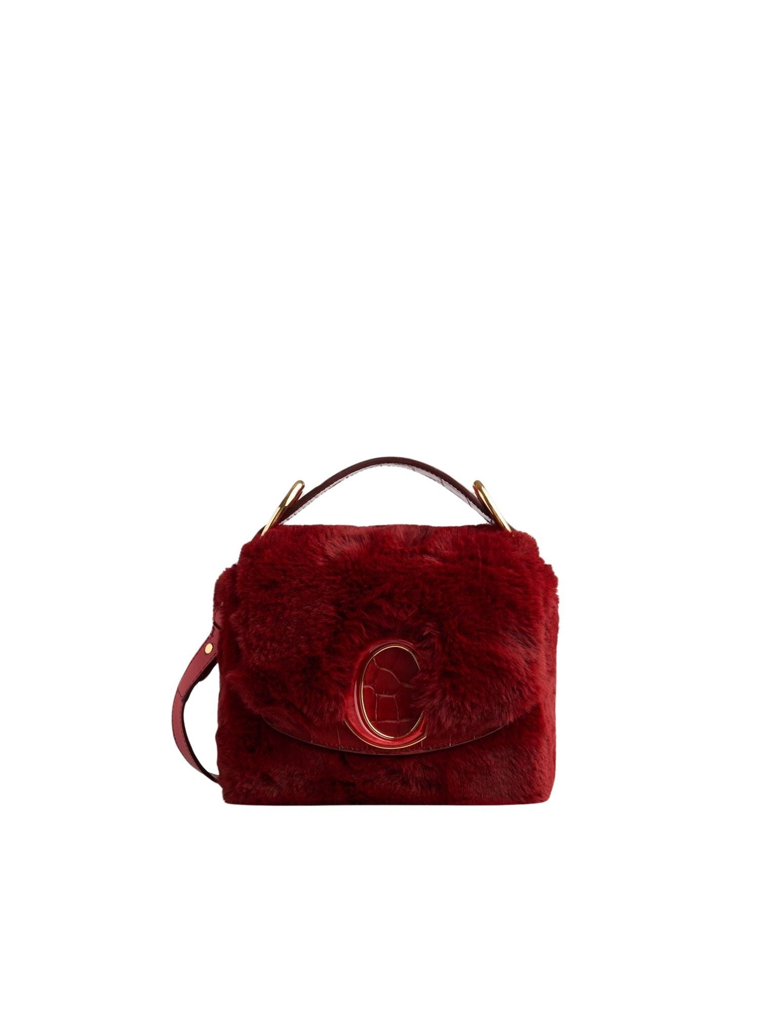 Mini sac Chloé C en cuir - Smoked Red