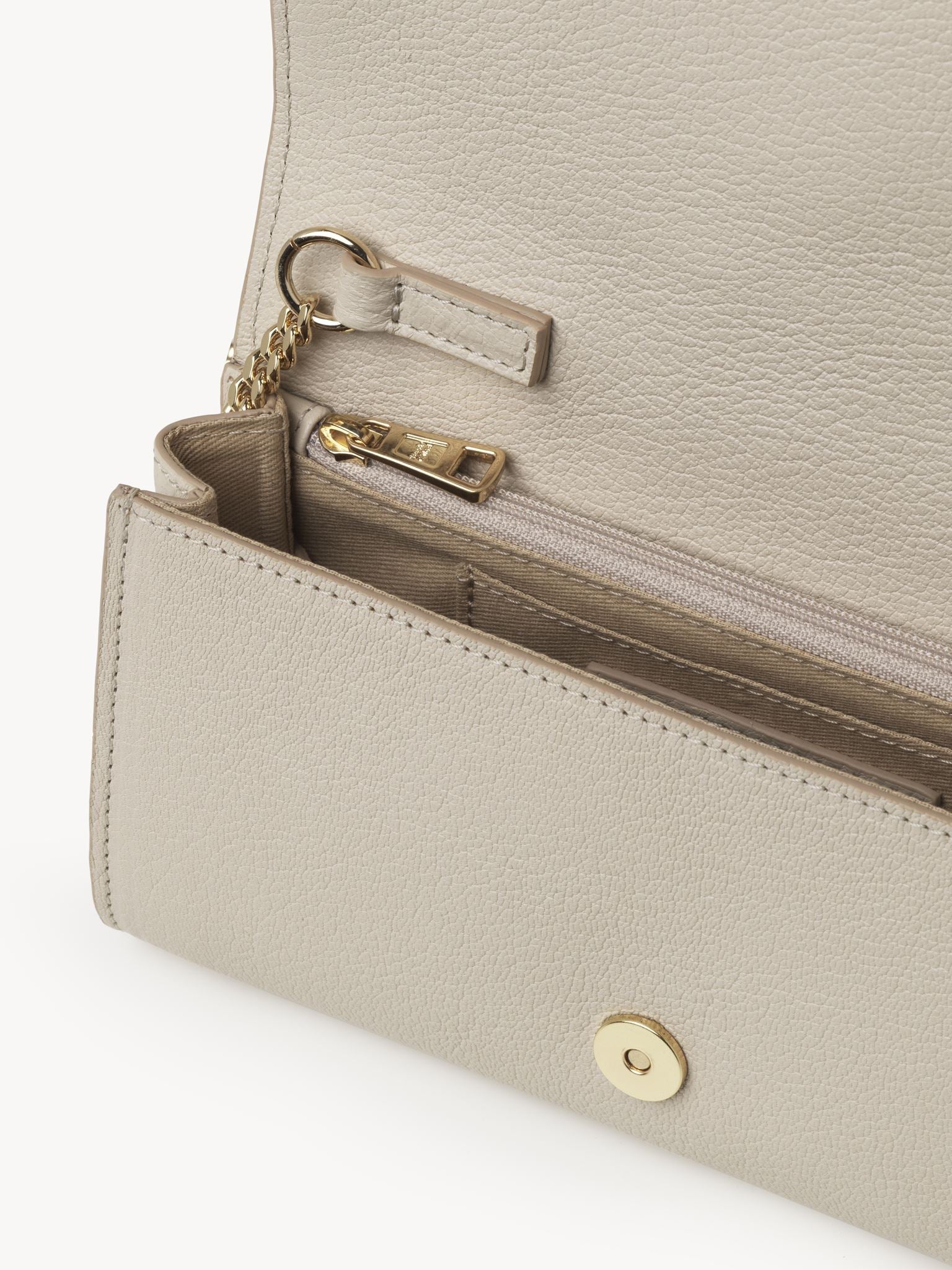 Pochette à chaîne Hana en cuir - Cement Light Beige
