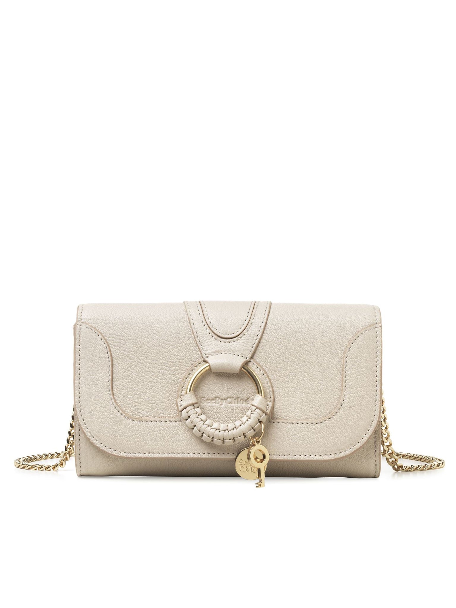 Pochette à chaîne Hana en cuir - Cement Light Beige