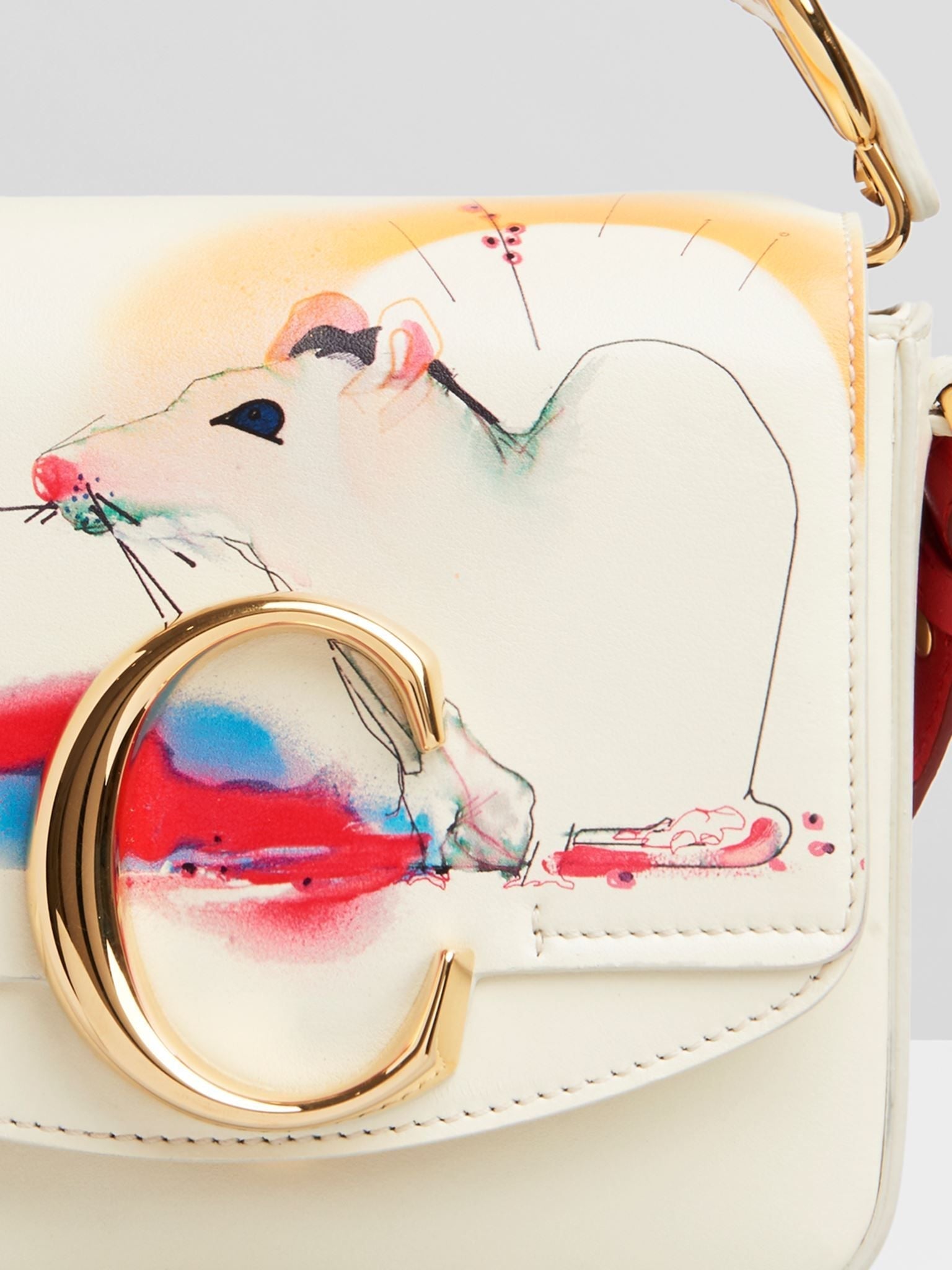 Mini sac Chloé C en cuir - Natural White
